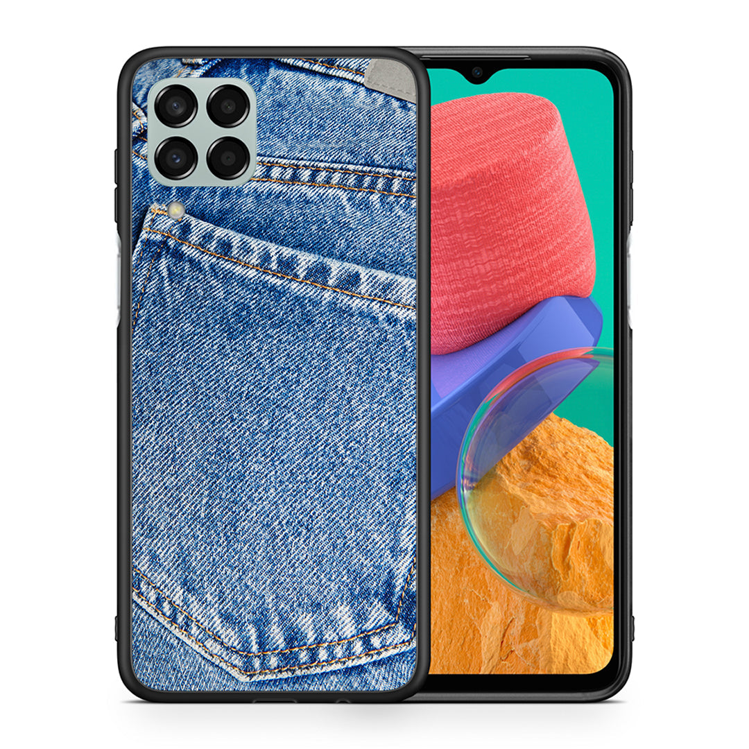 Θήκη Samsung M33 Jeans Pocket από τη Smartfits με σχέδιο στο πίσω μέρος και μαύρο περίβλημα | Samsung M33 Jeans Pocket case with colorful back and black bezels