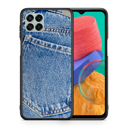 Θήκη Samsung M33 Jeans Pocket από τη Smartfits με σχέδιο στο πίσω μέρος και μαύρο περίβλημα | Samsung M33 Jeans Pocket case with colorful back and black bezels