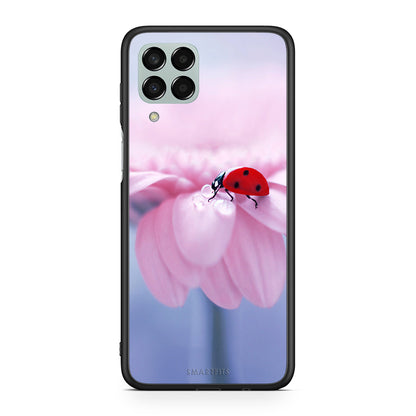 Samsung M33 Ladybug Flower θήκη από τη Smartfits με σχέδιο στο πίσω μέρος και μαύρο περίβλημα | Smartphone case with colorful back and black bezels by Smartfits