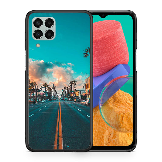 Θήκη Samsung M33 City Landscape από τη Smartfits με σχέδιο στο πίσω μέρος και μαύρο περίβλημα | Samsung M33 City Landscape case with colorful back and black bezels