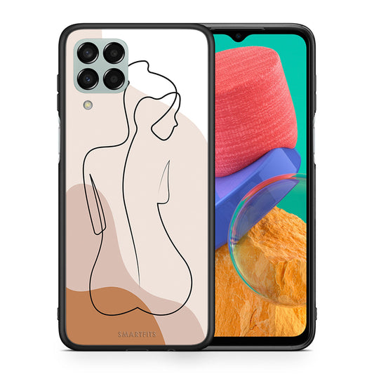 Θήκη Samsung M33 LineArt Woman από τη Smartfits με σχέδιο στο πίσω μέρος και μαύρο περίβλημα | Samsung M33 LineArt Woman case with colorful back and black bezels