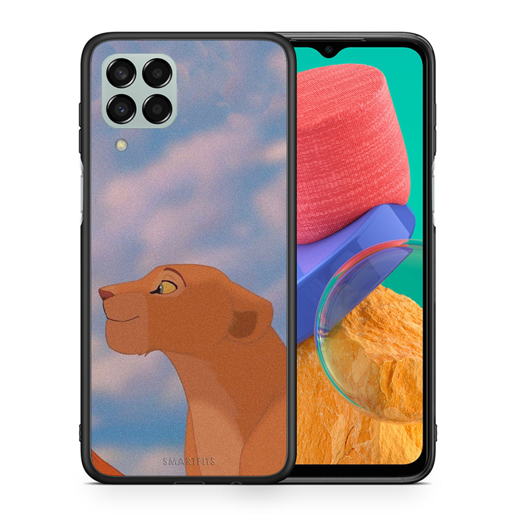 Θήκη Αγίου Βαλεντίνου Samsung M33 Lion Love 2 από τη Smartfits με σχέδιο στο πίσω μέρος και μαύρο περίβλημα | Samsung M33 Lion Love 2 case with colorful back and black bezels