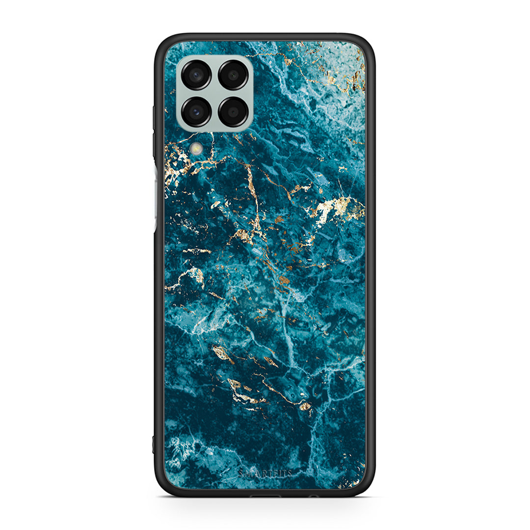 Samsung M33 Marble Blue θήκη από τη Smartfits με σχέδιο στο πίσω μέρος και μαύρο περίβλημα | Smartphone case with colorful back and black bezels by Smartfits