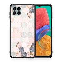 Thumbnail for Θήκη Samsung M33 Hexagon Pink Marble από τη Smartfits με σχέδιο στο πίσω μέρος και μαύρο περίβλημα | Samsung M33 Hexagon Pink Marble case with colorful back and black bezels