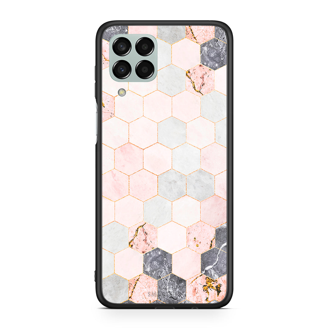 4 - Samsung M33 Hexagon Pink Marble case, cover, bumper