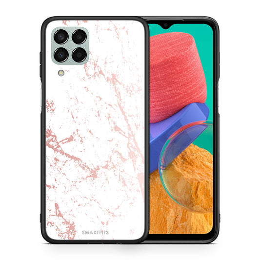 Θήκη Samsung M33 Pink Splash Marble από τη Smartfits με σχέδιο στο πίσω μέρος και μαύρο περίβλημα | Samsung M33 Pink Splash Marble case with colorful back and black bezels