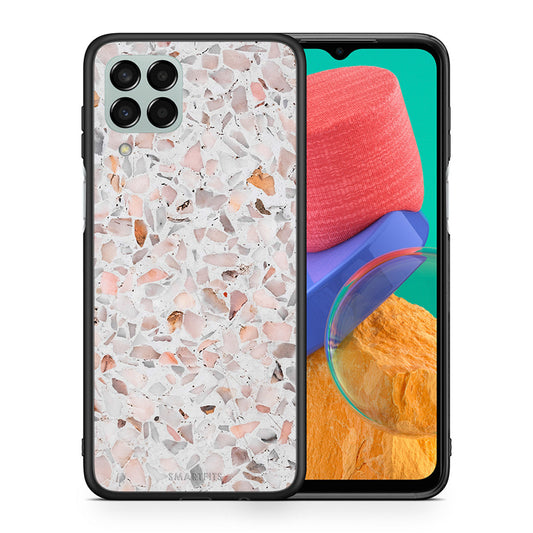 Θήκη Samsung M33 Marble Terrazzo από τη Smartfits με σχέδιο στο πίσω μέρος και μαύρο περίβλημα | Samsung M33 Marble Terrazzo case with colorful back and black bezels
