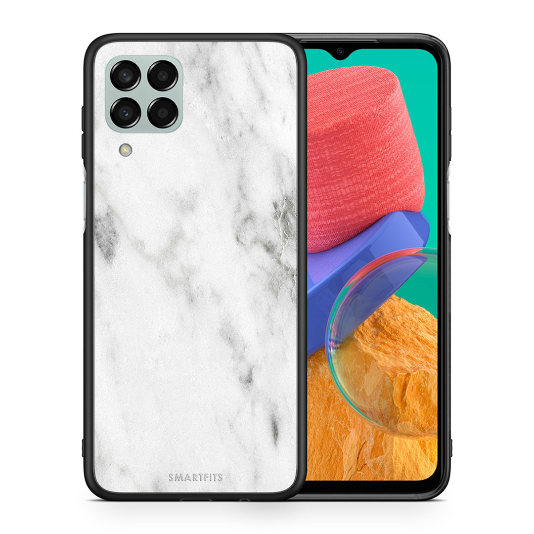 Θήκη Samsung M33 White Marble από τη Smartfits με σχέδιο στο πίσω μέρος και μαύρο περίβλημα | Samsung M33 White Marble case with colorful back and black bezels