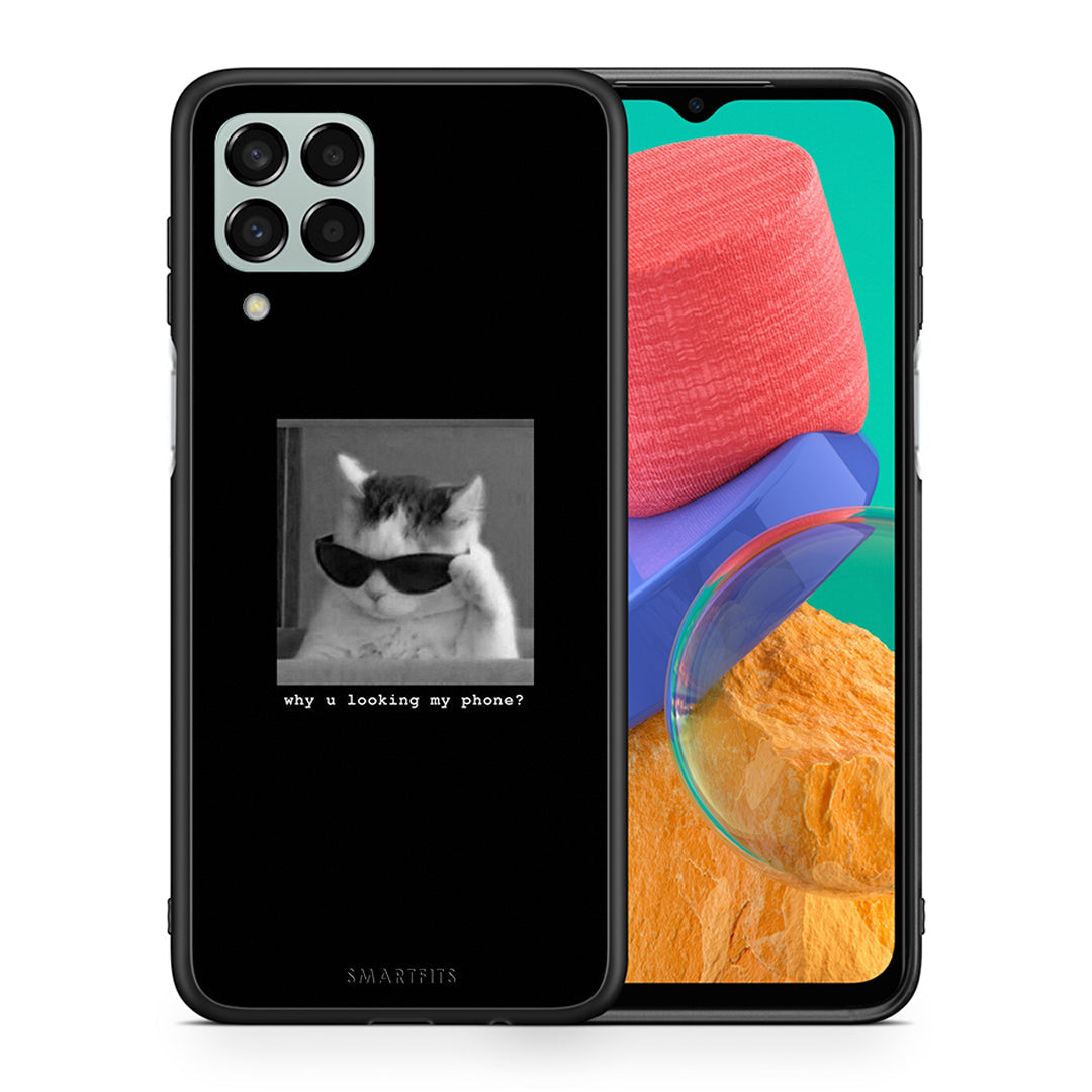 Θήκη Samsung M33 Meme Cat από τη Smartfits με σχέδιο στο πίσω μέρος και μαύρο περίβλημα | Samsung M33 Meme Cat case with colorful back and black bezels