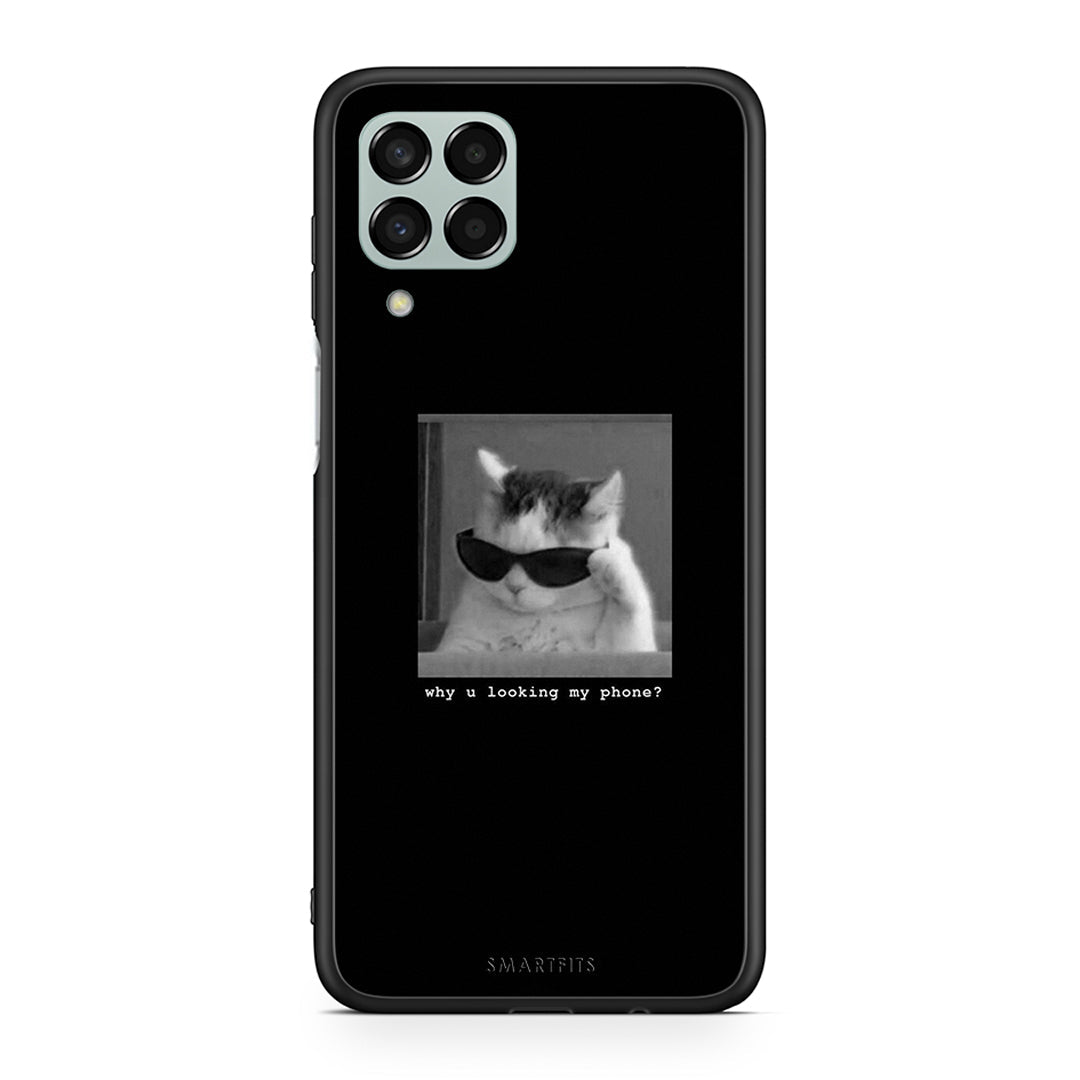 Samsung M33 Meme Cat θήκη από τη Smartfits με σχέδιο στο πίσω μέρος και μαύρο περίβλημα | Smartphone case with colorful back and black bezels by Smartfits