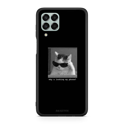 Samsung M33 Meme Cat θήκη από τη Smartfits με σχέδιο στο πίσω μέρος και μαύρο περίβλημα | Smartphone case with colorful back and black bezels by Smartfits