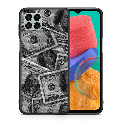 Θήκη Samsung M33 Money Dollars από τη Smartfits με σχέδιο στο πίσω μέρος και μαύρο περίβλημα | Samsung M33 Money Dollars case with colorful back and black bezels