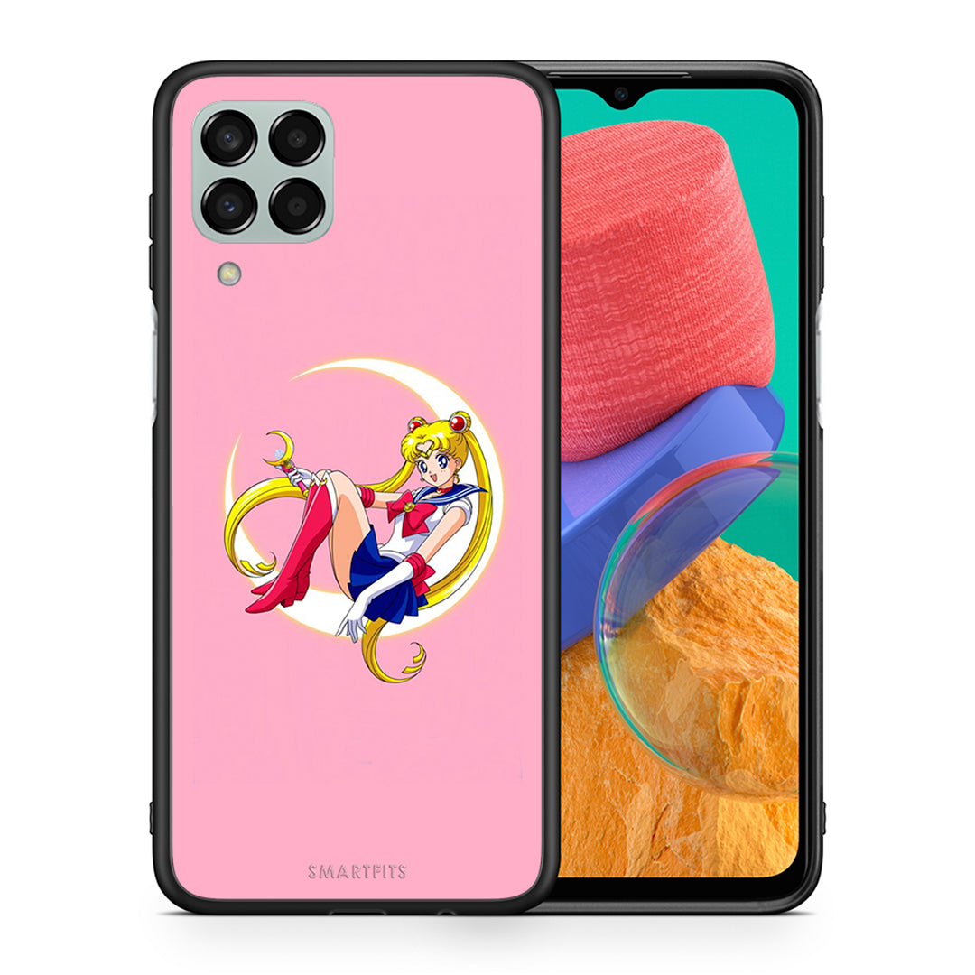 Θήκη Samsung M33 Moon Girl από τη Smartfits με σχέδιο στο πίσω μέρος και μαύρο περίβλημα | Samsung M33 Moon Girl case with colorful back and black bezels