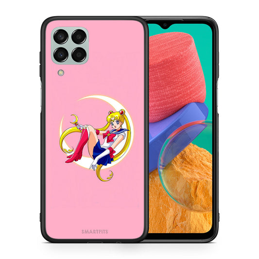 Θήκη Samsung M33 Moon Girl από τη Smartfits με σχέδιο στο πίσω μέρος και μαύρο περίβλημα | Samsung M33 Moon Girl case with colorful back and black bezels