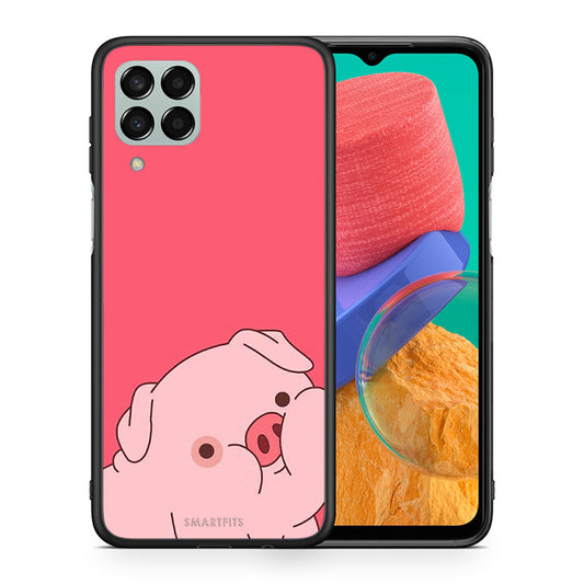 Θήκη Αγίου Βαλεντίνου Samsung M33 Pig Love 1 από τη Smartfits με σχέδιο στο πίσω μέρος και μαύρο περίβλημα | Samsung M33 Pig Love 1 case with colorful back and black bezels