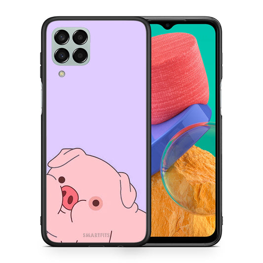 Θήκη Αγίου Βαλεντίνου Samsung M33 Pig Love 2 από τη Smartfits με σχέδιο στο πίσω μέρος και μαύρο περίβλημα | Samsung M33 Pig Love 2 case with colorful back and black bezels