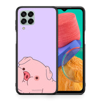 Thumbnail for Θήκη Αγίου Βαλεντίνου Samsung M33 Pig Love 2 από τη Smartfits με σχέδιο στο πίσω μέρος και μαύρο περίβλημα | Samsung M33 Pig Love 2 case with colorful back and black bezels