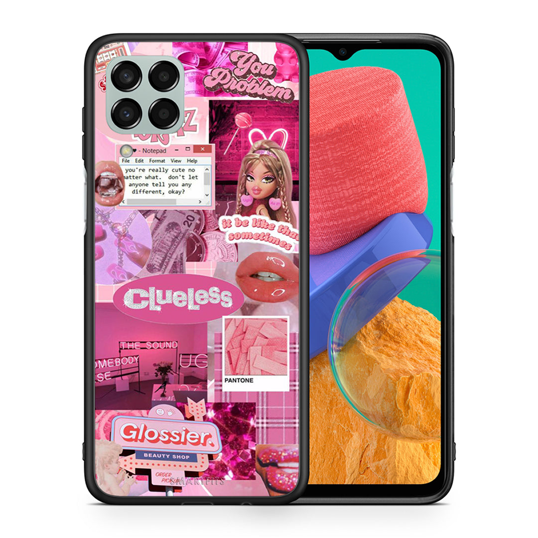 Θήκη Αγίου Βαλεντίνου Samsung M33 Pink Love από τη Smartfits με σχέδιο στο πίσω μέρος και μαύρο περίβλημα | Samsung M33 Pink Love case with colorful back and black bezels