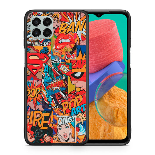 Θήκη Samsung M33 PopArt OMG από τη Smartfits με σχέδιο στο πίσω μέρος και μαύρο περίβλημα | Samsung M33 PopArt OMG case with colorful back and black bezels