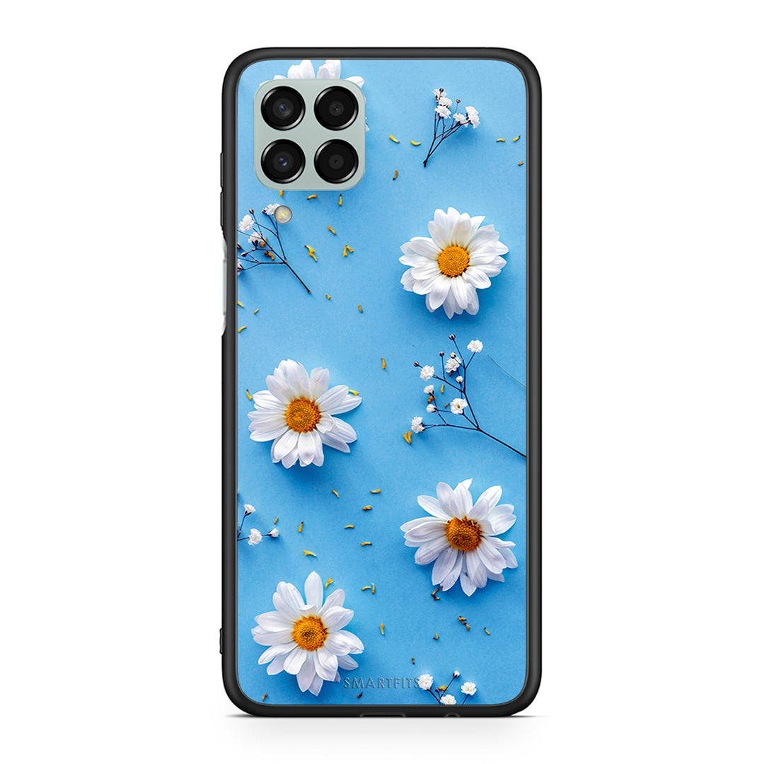 Samsung M33 Real Daisies θήκη από τη Smartfits με σχέδιο στο πίσω μέρος και μαύρο περίβλημα | Smartphone case with colorful back and black bezels by Smartfits