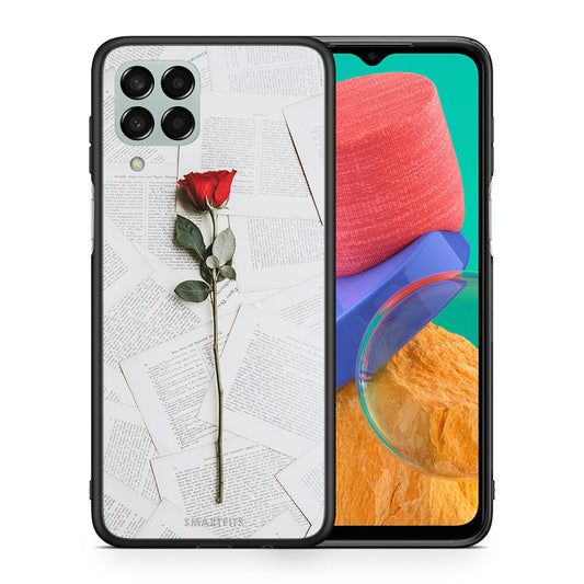 Θήκη Samsung M33 Red Rose από τη Smartfits με σχέδιο στο πίσω μέρος και μαύρο περίβλημα | Samsung M33 Red Rose case with colorful back and black bezels