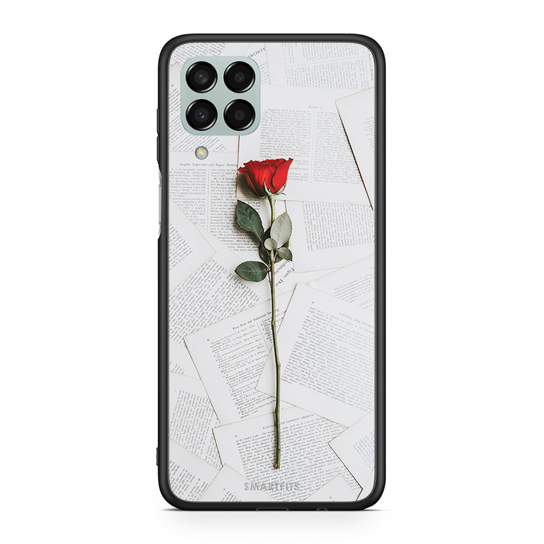 Samsung M33 Red Rose θήκη από τη Smartfits με σχέδιο στο πίσω μέρος και μαύρο περίβλημα | Smartphone case with colorful back and black bezels by Smartfits