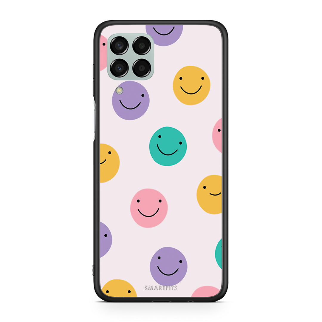 Samsung M33 Smiley Faces θήκη από τη Smartfits με σχέδιο στο πίσω μέρος και μαύρο περίβλημα | Smartphone case with colorful back and black bezels by Smartfits