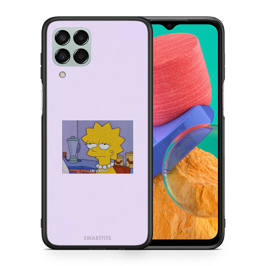 Θήκη Samsung M33 So Happy από τη Smartfits με σχέδιο στο πίσω μέρος και μαύρο περίβλημα | Samsung M33 So Happy case with colorful back and black bezels