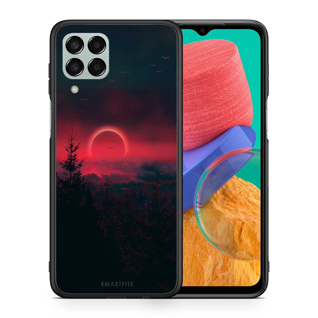 Θήκη Samsung M33 Sunset Tropic από τη Smartfits με σχέδιο στο πίσω μέρος και μαύρο περίβλημα | Samsung M33 Sunset Tropic case with colorful back and black bezels