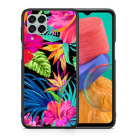Thumbnail for Θήκη Samsung M33 Tropical Flowers από τη Smartfits με σχέδιο στο πίσω μέρος και μαύρο περίβλημα | Samsung M33 Tropical Flowers case with colorful back and black bezels