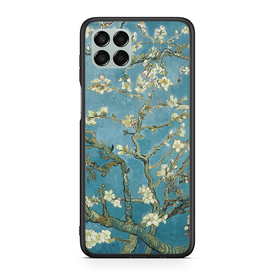 Samsung M33 White Blossoms θήκη από τη Smartfits με σχέδιο στο πίσω μέρος και μαύρο περίβλημα | Smartphone case with colorful back and black bezels by Smartfits