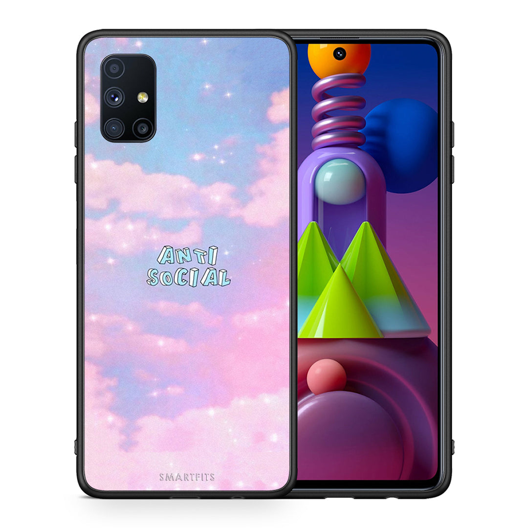 Θήκη Αγίου Βαλεντίνου Samsung Galaxy M51 Anti Social από τη Smartfits με σχέδιο στο πίσω μέρος και μαύρο περίβλημα | Samsung Galaxy M51 Anti Social case with colorful back and black bezels