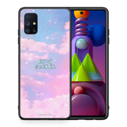 Θήκη Αγίου Βαλεντίνου Samsung Galaxy M51 Anti Social από τη Smartfits με σχέδιο στο πίσω μέρος και μαύρο περίβλημα | Samsung Galaxy M51 Anti Social case with colorful back and black bezels
