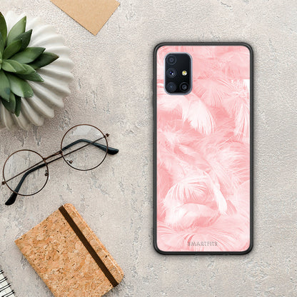 Boho Pink Feather - Samsung Galaxy M51 θήκη
