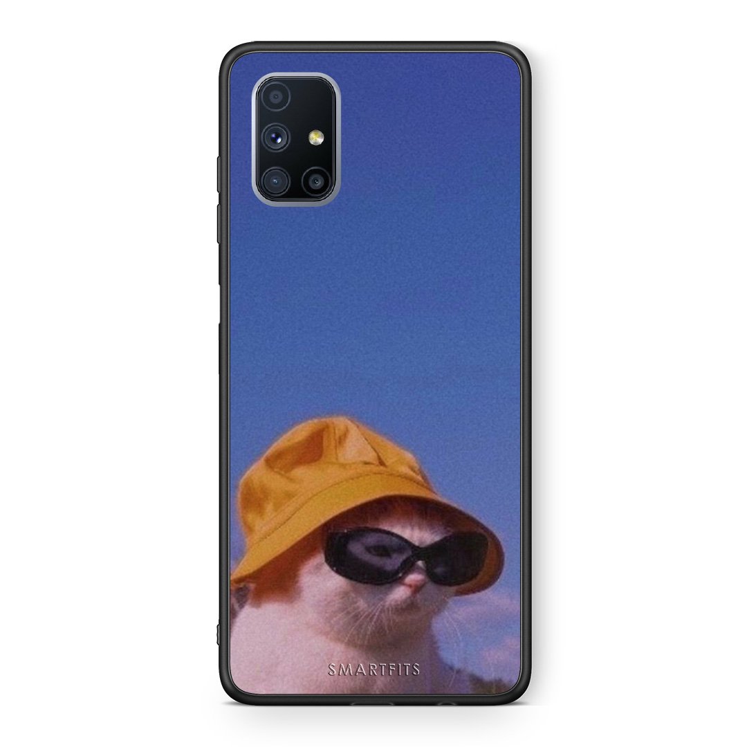 Θήκη Samsung Galaxy M51 Cat Diva από τη Smartfits με σχέδιο στο πίσω μέρος και μαύρο περίβλημα | Samsung Galaxy M51 Cat Diva case with colorful back and black bezels