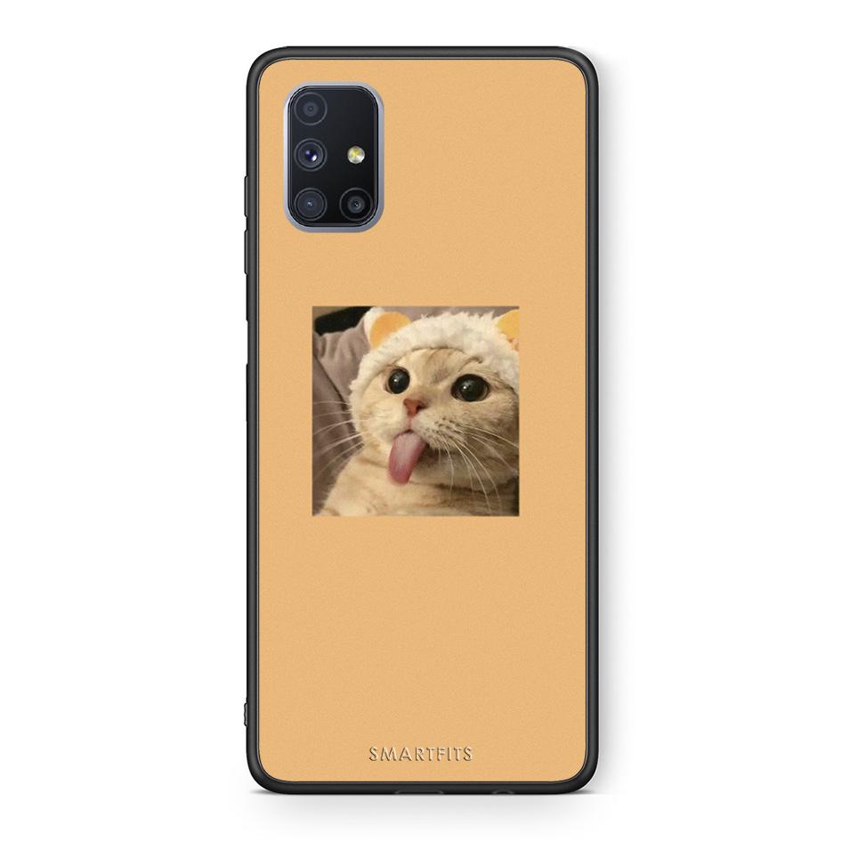 Θήκη Samsung Galaxy M51 Cat Tongue από τη Smartfits με σχέδιο στο πίσω μέρος και μαύρο περίβλημα | Samsung Galaxy M51 Cat Tongue case with colorful back and black bezels