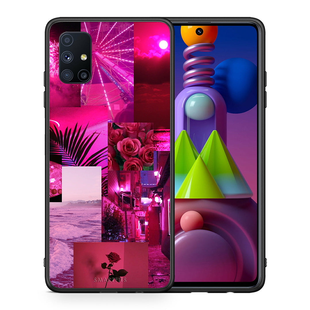 Θήκη Αγίου Βαλεντίνου Samsung Galaxy M51 Collage Red Roses από τη Smartfits με σχέδιο στο πίσω μέρος και μαύρο περίβλημα | Samsung Galaxy M51 Collage Red Roses case with colorful back and black bezels