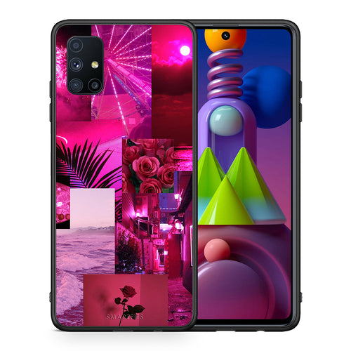 Θήκη Αγίου Βαλεντίνου Samsung Galaxy M51 Collage Red Roses από τη Smartfits με σχέδιο στο πίσω μέρος και μαύρο περίβλημα | Samsung Galaxy M51 Collage Red Roses case with colorful back and black bezels