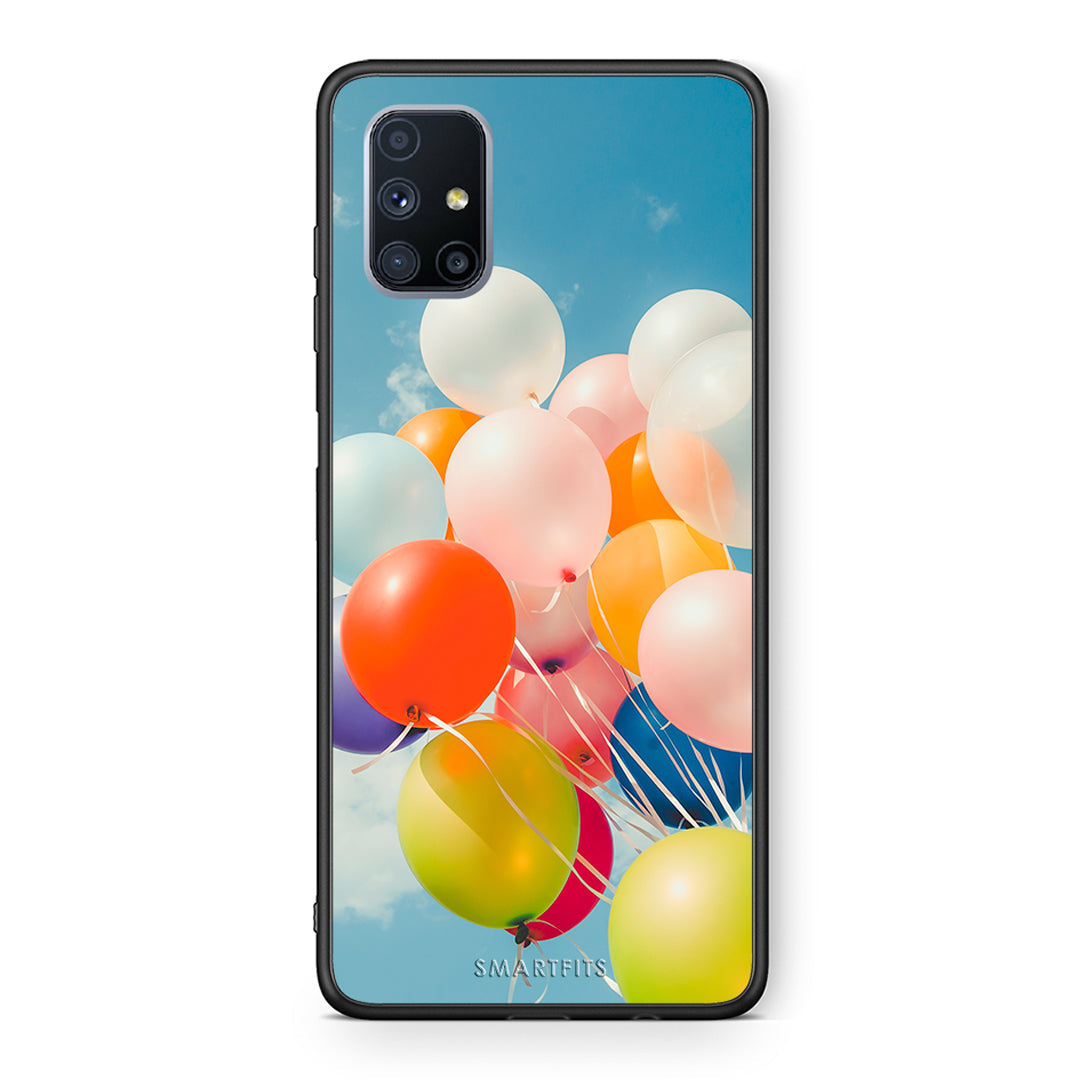 Θήκη Samsung Galaxy M51 Colorful Balloons από τη Smartfits με σχέδιο στο πίσω μέρος και μαύρο περίβλημα | Samsung Galaxy M51 Colorful Balloons case with colorful back and black bezels