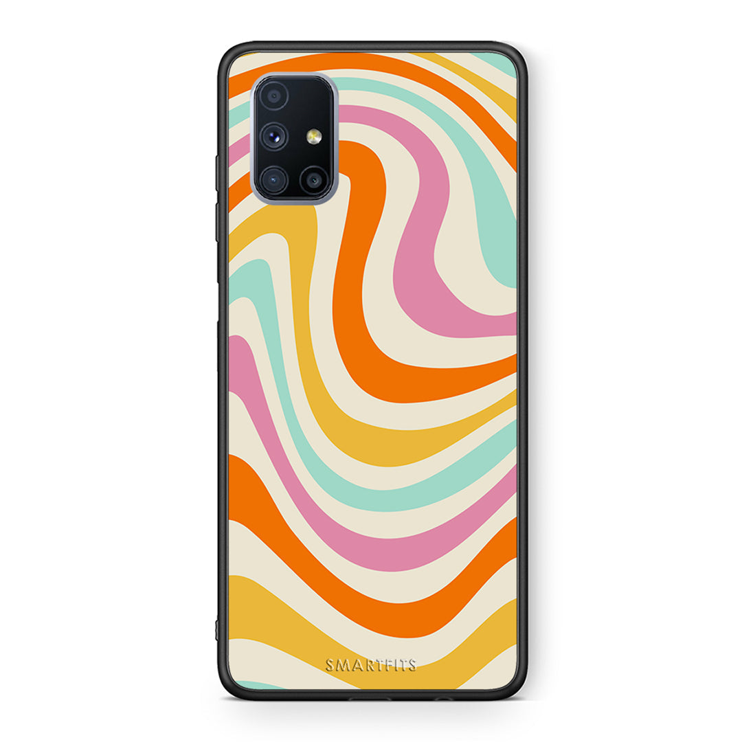 Θήκη Samsung Galaxy M51 Colourful Waves από τη Smartfits με σχέδιο στο πίσω μέρος και μαύρο περίβλημα | Samsung Galaxy M51 Colourful Waves case with colorful back and black bezels