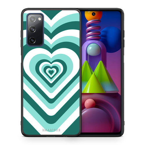 Θήκη Samsung Galaxy M51 Green Hearts από τη Smartfits με σχέδιο στο πίσω μέρος και μαύρο περίβλημα | Samsung Galaxy M51 Green Hearts case with colorful back and black bezels
