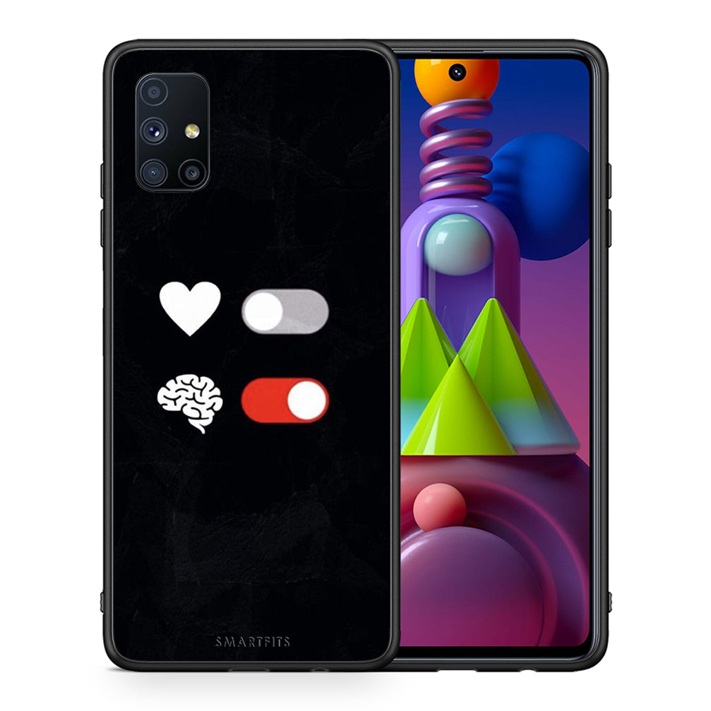 Θήκη Αγίου Βαλεντίνου Samsung Galaxy M51 Heart Vs Brain από τη Smartfits με σχέδιο στο πίσω μέρος και μαύρο περίβλημα | Samsung Galaxy M51 Heart Vs Brain case with colorful back and black bezels