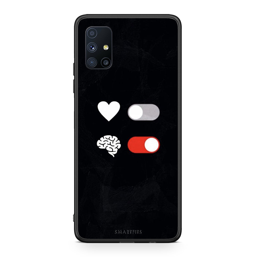 Θήκη Αγίου Βαλεντίνου Samsung Galaxy M51 Heart Vs Brain από τη Smartfits με σχέδιο στο πίσω μέρος και μαύρο περίβλημα | Samsung Galaxy M51 Heart Vs Brain case with colorful back and black bezels