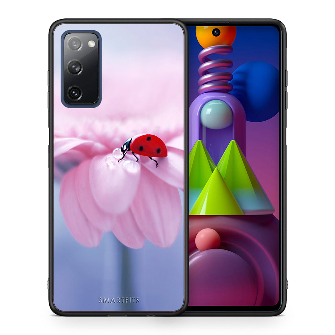 Θήκη Samsung Galaxy M51 Ladybug Flower από τη Smartfits με σχέδιο στο πίσω μέρος και μαύρο περίβλημα | Samsung Galaxy M51 Ladybug Flower case with colorful back and black bezels