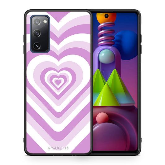 Θήκη Samsung Galaxy M51 Lilac Hearts από τη Smartfits με σχέδιο στο πίσω μέρος και μαύρο περίβλημα | Samsung Galaxy M51 Lilac Hearts case with colorful back and black bezels