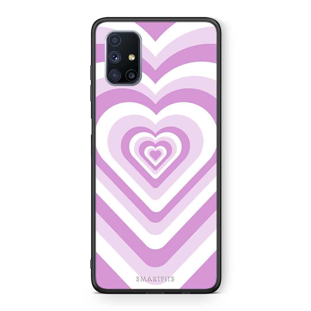 Θήκη Samsung Galaxy M51 Lilac Hearts από τη Smartfits με σχέδιο στο πίσω μέρος και μαύρο περίβλημα | Samsung Galaxy M51 Lilac Hearts case with colorful back and black bezels