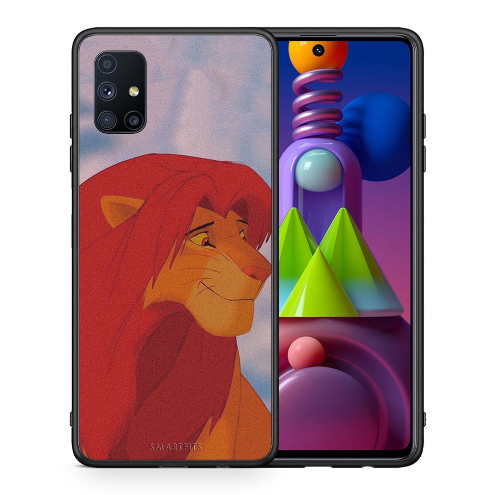 Θήκη Αγίου Βαλεντίνου Samsung Galaxy M51 Lion Love 1 από τη Smartfits με σχέδιο στο πίσω μέρος και μαύρο περίβλημα | Samsung Galaxy M51 Lion Love 1 case with colorful back and black bezels