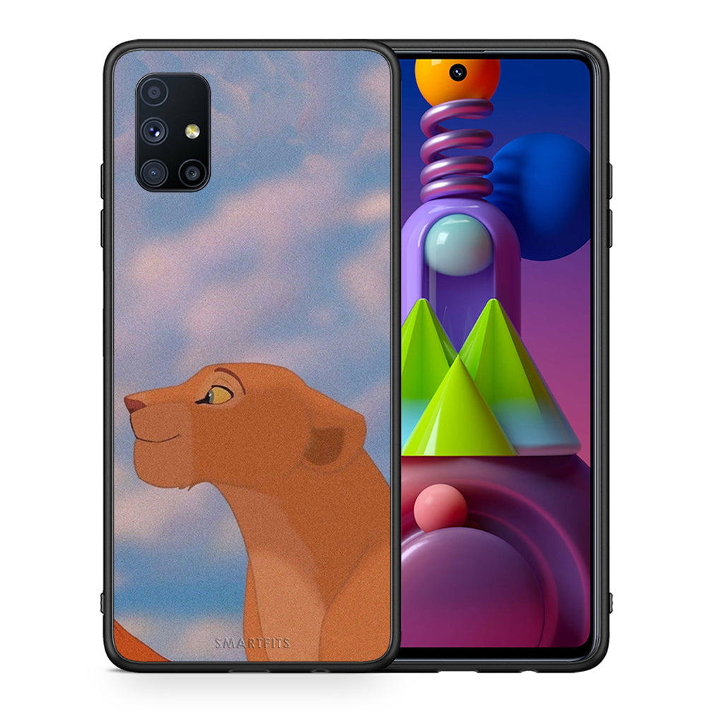 Θήκη Αγίου Βαλεντίνου Samsung Galaxy M51 Lion Love 2 από τη Smartfits με σχέδιο στο πίσω μέρος και μαύρο περίβλημα | Samsung Galaxy M51 Lion Love 2 case with colorful back and black bezels