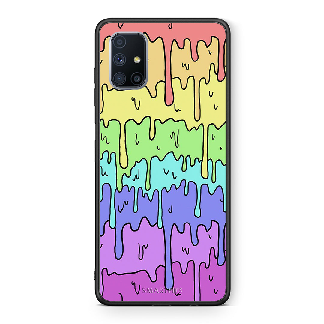 Θήκη Samsung Galaxy M51 Melting Rainbow από τη Smartfits με σχέδιο στο πίσω μέρος και μαύρο περίβλημα | Samsung Galaxy M51 Melting Rainbow case with colorful back and black bezels