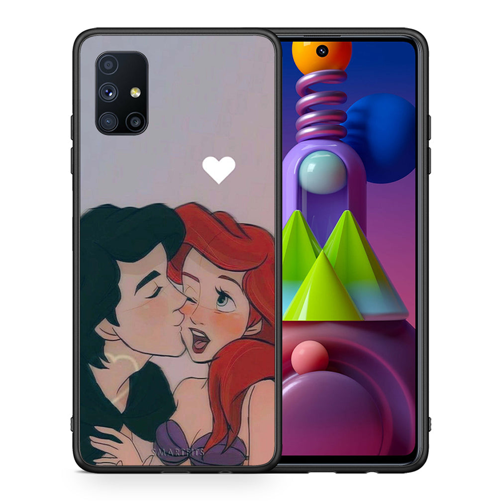 Θήκη Αγίου Βαλεντίνου Samsung Galaxy M51 Mermaid Love από τη Smartfits με σχέδιο στο πίσω μέρος και μαύρο περίβλημα | Samsung Galaxy M51 Mermaid Love case with colorful back and black bezels
